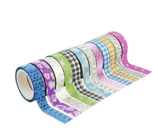 Glitter Tape Chamak Tape Patti decoration tape multi colour pack of 10