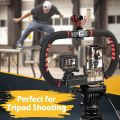 Zeadio Camera Smartphone Stabilizer, Foldable Handle Grip Handheld Video Rig, Compatibility with All Camera, Camcorder, Action Camera, DSLR and All iPhone and Android Smartphones. 