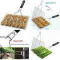 Top Selling BBQ Barbecue Grill Basket Premium Stainless Steel Wooden Handle Wire Net For outdoor Cooking. 