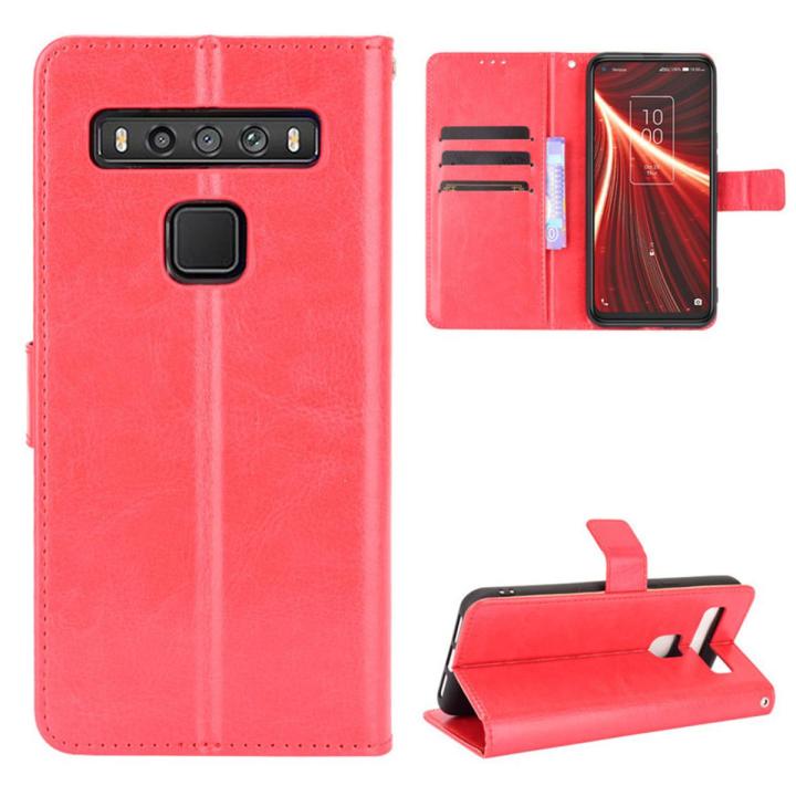 Holster Flip Stand Wallet Crazy Horse PU Leather Case For TCL 10 5G UW Cover