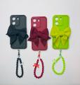 Redmi 13C Back Cover For Girls - Bow Tie Case With Fancy Key Chain - Chain bracelet Case. 