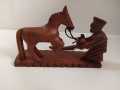 Dancing Horse, Wooden Dancing Horse And Men, Wooden Horseman Sculpture, Wooden Decor.. 