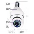 Light Bulb Secure Cameras 2K 720P for Home Outdoors Wifi IP Night Vision Surveillance Camera with E27 Socket - white. 