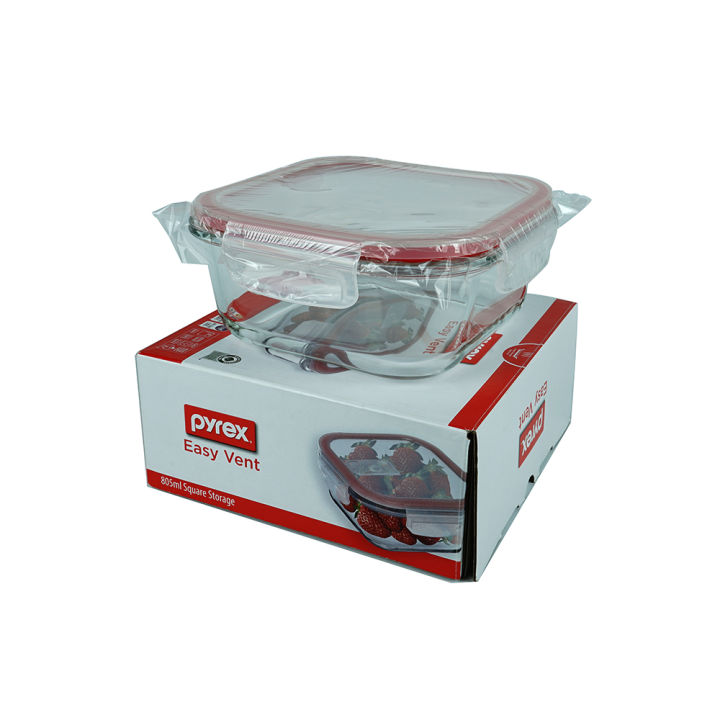 PYREX%20Easy%20Vent%20805ml%20Square%20Glass%20Food%20Storage%20Container%20w/%20Airtight%20Leak-proof%20BPA-free%20Lid%20-%20Image%203