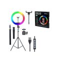 RGB LED Ring Light MJ26, MJ33, MJ36, MJ45 LED Soft Multi Colors Ring Light With Tripod Stand Phone Clip Colorful Photography Lighting. 