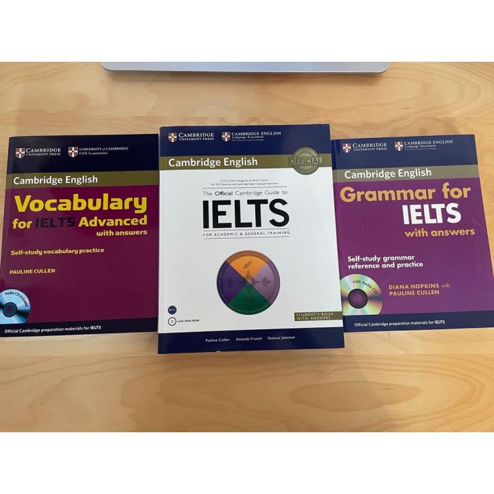Grammar For Ielts / Vocabulary For Ielts / The Official Guide To Ielts For Academic And General Training with Audio Link set of 3 books