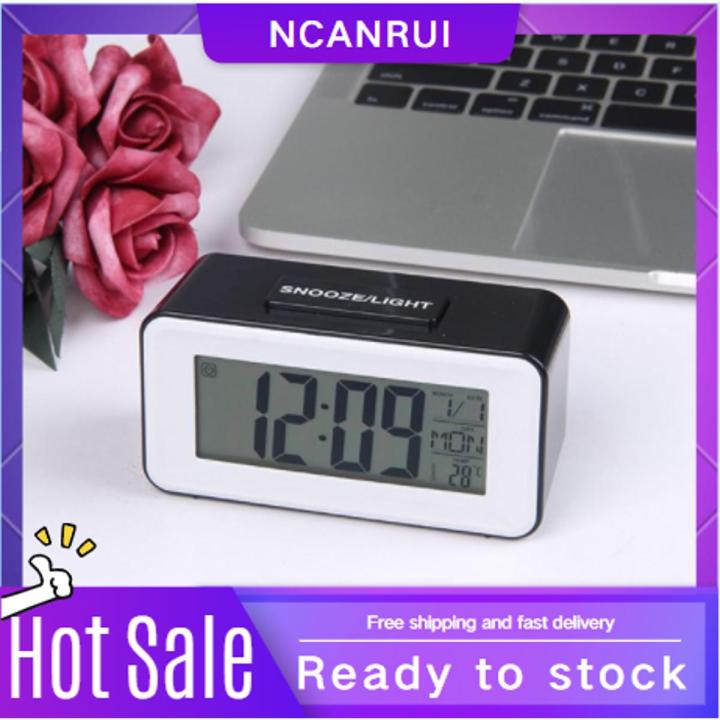 【DM bag factory Store】Led Alarm Student Clocks Week Snooze Watch Electronic Table Calendar L Desk Timer