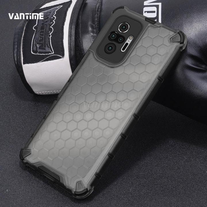 Vantime for Xiaomi Redmi Note 10 Pro Case Honeycomb Transparent Back Anti fingerprint Cover