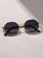 Eldorado Trendy Metal Frame Sunglasses/ Retro Polygon Gradient Mirror Sunscreen Sunglasses. 