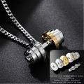 Stainless Steel Weights Necklace Gym Barbell Necklace Men's Mans Gold On The Neck Couple Pendan With A Barbell. 