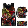 Spider-Man backpack three-piece set for elementary school students cartoon school bag, boys' backpack, superman model Spider-Man Batman. 