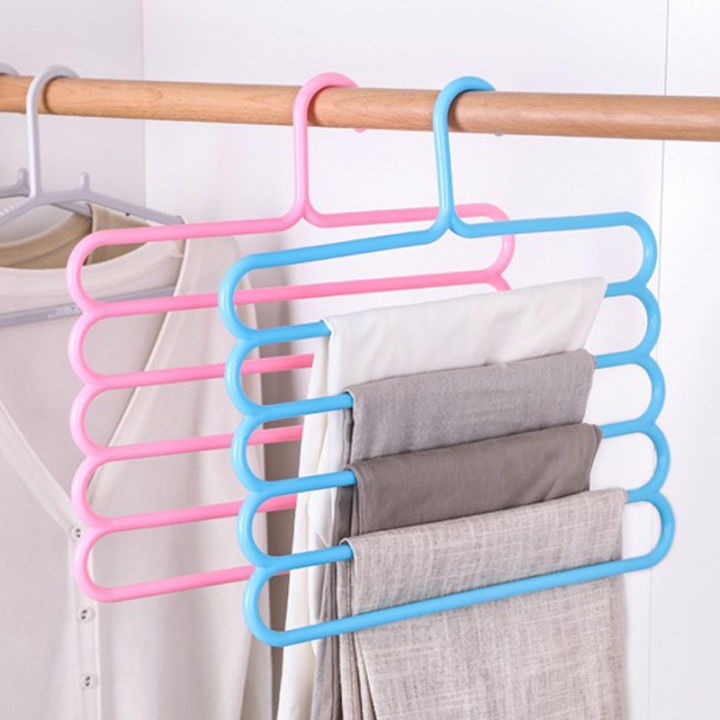 2Pc%205%20Layer%20Magic%20Hangers%20Hanger:%20Anti-Slip%20Multi-Purpose%20and%20Multi-Functional%20Magic%20Multiple%20Layer%20Trousers%20Hangers%20Hanger%20-%20Multifunction%20Pants%20Closet%20Belt%20Holder%20Rack%20S-Type%205%20Layers%20Saving%20Space%20Hangers%20Hanger%20-%20Image%204