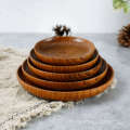Wooden Plate Tableware Round Solid Wood Dessert Plate Japanese-style Wooden Tray Dried Fruit Snack Plate Walnut Color Wood Plate. 