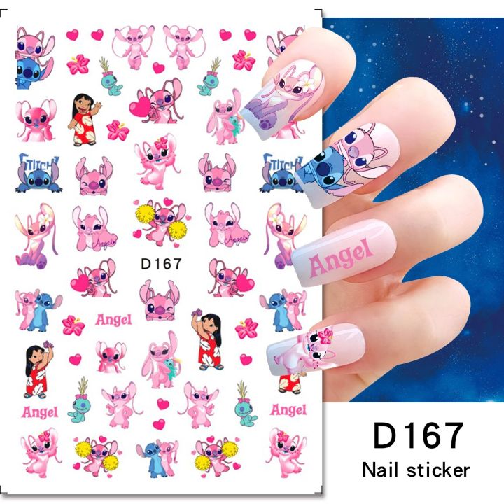 Disney 3D Nail Art Stickers Cartoon Lilo and Stitch Nail Art Decoration Mickey and Minnie Stickers For Nails DIY Anime Decals