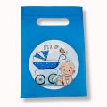 BABY BOY THEME FABRIC MATERIAL GOODY BAGS ( PACK OF 10 ) BIRTHDAY DECORATION SET. 