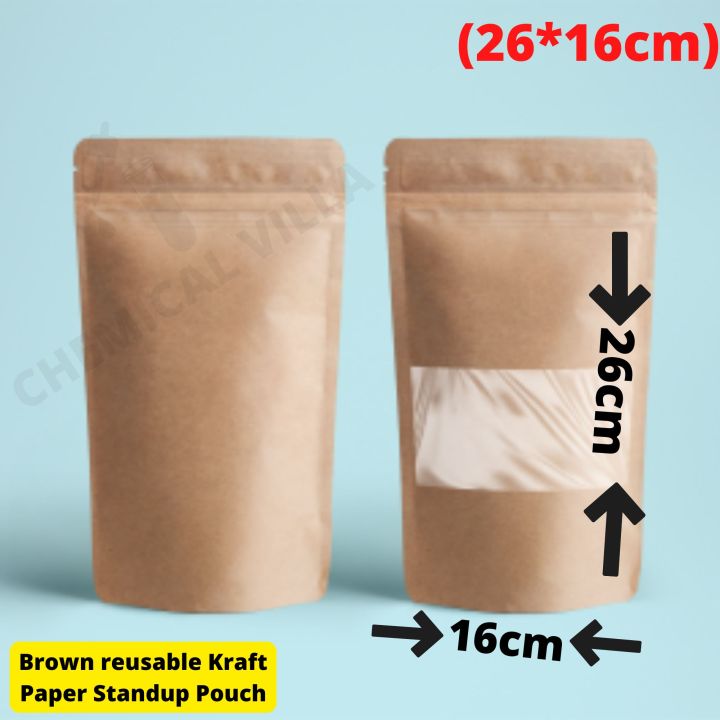 16x26cm%20Brown%20kraft%20paper%20stand%20up%20pouches%2025/50pcs,%20stand%20up%20paper%20bags%20with%20window%20and%20zipper%20Packaging%20material,%20packaging%20bags%20-%20Image%203
