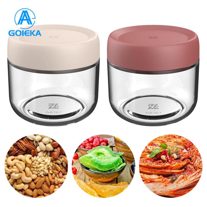 GOIKEA Sealed Jar with Wide Mouth Stackable Glass Sealing Jars with Leak-proof Lid for Home Supplies Moisture-proof Wide Mouth Design Leak-proof Storage Jar with Groove Design