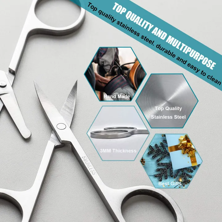 2%20Pcs%20Stainless%20Steel%20Hair%20Scissors%20for%20Trimming%20&%20Grooming%20Eyebrows,%20Eyelash,%20Beard%20&%20Nose%20Hair,Nail%20Cuticle%20Scissors-%20Professional%20Curved%20and%20Round%20Tip%20Facial%20Small%20Scissors%20For%20Men%20and%20Women%20Personal%20Use%20-%20Image%205