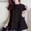 Women Short Sleeve Flare Tiered Tunic Tee T Shirt Casual Loose Top Blouse. 