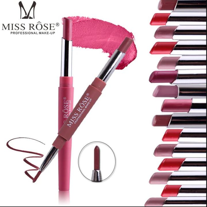 MISS ROSE High Pigment 2 In 1 Lip Liner + Lipstick