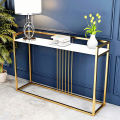 White Console Table Modern Narrow Console Table Rectangle Gold Finish. 