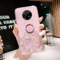 Casinglee for Huawei Y9A case Shiny Ring Glitter Soft Transparent Holder Stand Back cover with String for Huawei Y9A Phone cases cover Stars Moon Girls. 