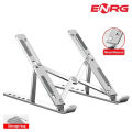 Energy - ENRG Portable Aluminum Foldable Laptop Metal Stand Hinge Adjustable Height Folding Holder Solid With Anti Slip Rubber Grips Silver. 