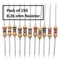 Pack of 150 - 8.2K Ohm Resistor 8k2 resistor 1/4W. 