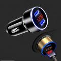 Car Charger For Cigarette Lighter Smart Phone USB Adapter Mobile Phone Charger Dual USB Digital Display Voltmeter Fast Charging. 