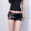 Butt length walking light revealing on the bed mini skirt sexy and spicy girl exposed tight fitting wrapped buttocks PU leather skirt. 