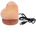 USB Salt Lamp Heart Shaped with Wooden Base. 
