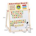 Educational Learning Multipurpose Double-Sided Magnetic Wooden Writing, Drawing Board (Whiteboard + Blackboard) with Abacus, Mathematical Calculations & English Alphabets. 