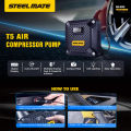 STEELMATE T5 Air Compressor Pump Portable & Powerful Tire Inflator 12V DC with Digital Pressure Gauge, Auto Shut Off, Emergency LED Light for Car, Bicycle, Balloons and Other Inflatables. 