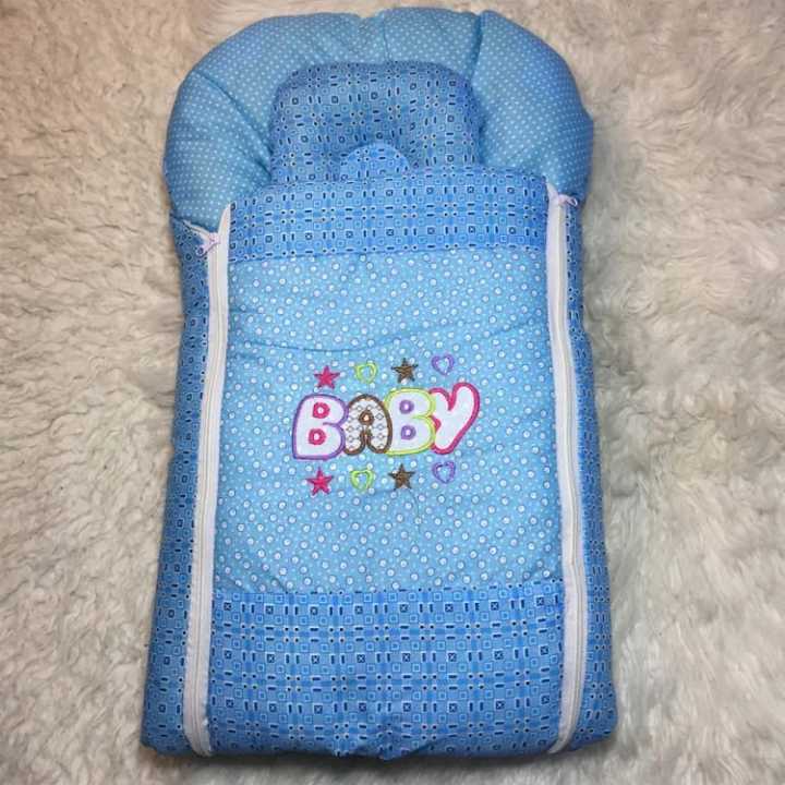 High Quality Smart Baby Sleeping bag with 1 Pillow - Headshaper Pillow Carry Nest Bag - Crib 0-1 Year Infant Portable Baby Cots Net Infant Sleeping Bag - baby bistar gaddi - baby nest bed accessories for baby, bistar infant newborn dipper bag multicolored