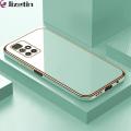 Jizetin (Free Lanyard) for Redmi 10 Back Cover Luxury 6D Plating Case Side Pattern Soft Silicone Square Mobile Phone Cases. 