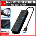 7-port Expander Usb Hub With Independent Switch Plug Play. 