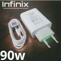 infinix Original 90W Fast Charger | Original infinix 90W Fast Charging Adapter with Cable | infinix 90 Watt Box Pulled Original Power Adaptor with 100cm Cable And Without Cable For infinix Note 50 Pro. 