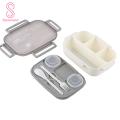 Compartmented Lunch Box Stackable Bento Box Lunch Container Dishwasher Safe Modern Design 2 Compartments for Southeast Asian Buyers Healthy Portion Lunch Box. 