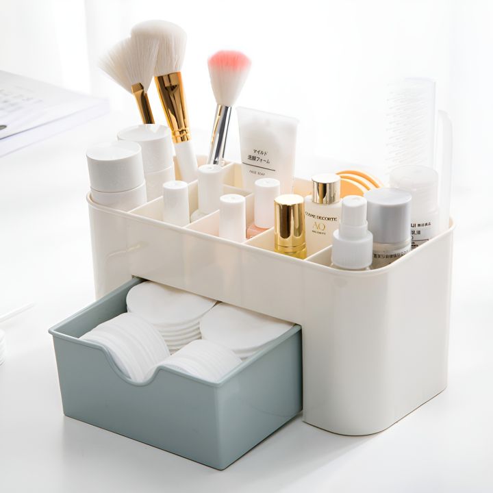 Makeup Organiser Cosmetic Storage Box Multi Functional Desktop Tidy Organiser Holder with Drawer Random Colour makeup organizer