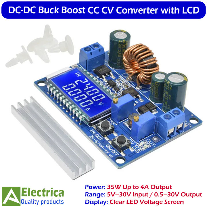 4A 35w Digital Buck Boost Converter Adjustable Step Up Step Down Voltage Regulator Power Supply Module ZK-SJVA-4X with LED Display for DIY Projects & Electronics by Electrica