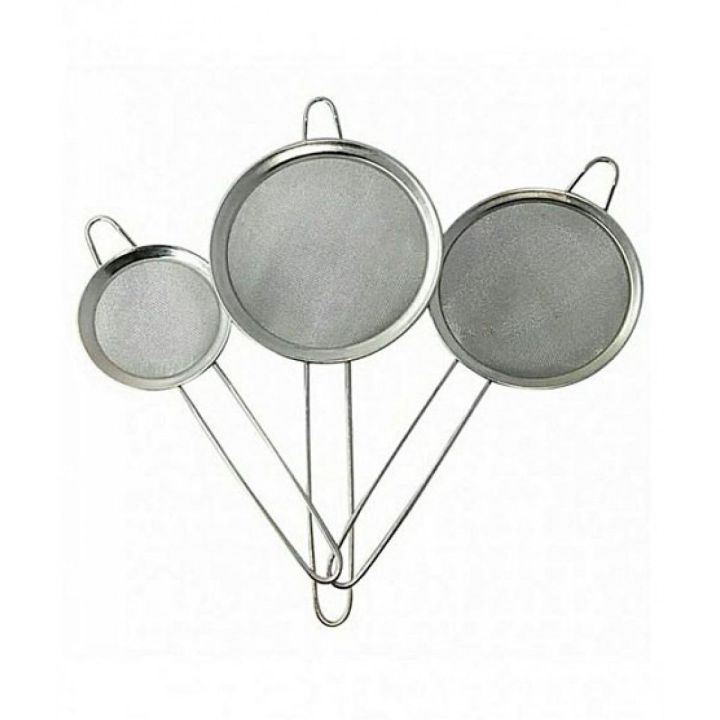 Stainless Steel Tea Strainer - Pack of 3 - Silver