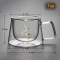 200ML | 450ML 1 Piece Espresso Cup, Double Wall Insulated Glass Cup, Clear Glass Coffee Mug with Handle. 