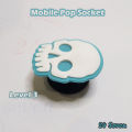 Universal Pop Socket For Mobiles / Tablets with Pop Clip (Bracket) - Skull and Paw - Cyan and Pink. 
