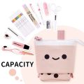 Standing Milk Tea Pencil Case Cute Telescopic Pen Holder Stationery Pouch Pen Box for School Students Office Supplies Pencil Bag. 