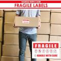 CuztomCraft 3.5 x 2 Inches Fragile Stickers Handle with Care Warning Packing Shipping Label - Permanent Adhesive for Personal Bag, Mailing Packages Pack of  10/50/100/1000. 