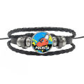 Leather Woven Chainsaw Men Bracelets Adjustable Charm Pochita Bracelet Cord, Metal Accents For Chainsaw Men Fans. 