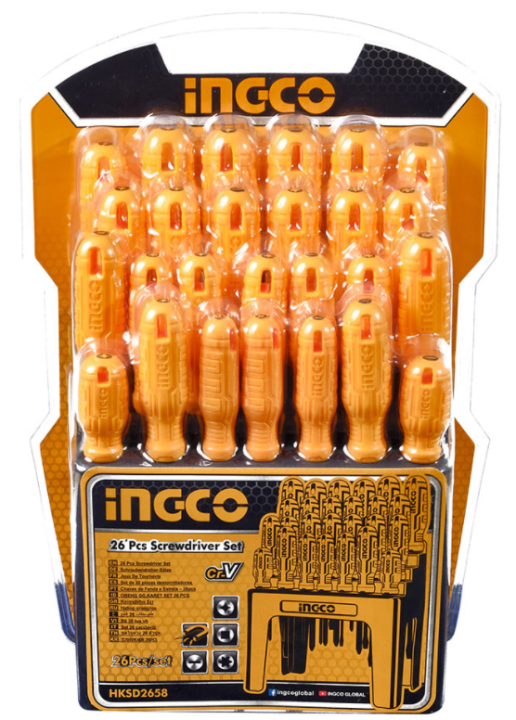 Ingco Screwdriver Racking INGCO 26PCS Screwdriver Set – CR-V Blades, Slotted, Phillips, Torx ...