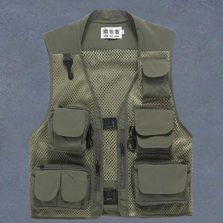 Summer Outdoor Men Mesh Multi-pocket Vest