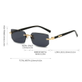 Eldorado Rimless Sunglasses Rectangle Fashion Popular Women Men Shades Small Square Sun Glasses For Female Male Summer Traveling Oculos | Leopard Head Sunglasses. 