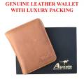 Genuine Leather Trifold Coat Wallet Tan Brown With Box. 